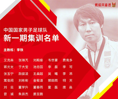 国足集训名单：艾克森蒿俊闵领衔