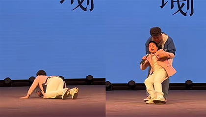 脑瘫少年比赛时突然摔倒