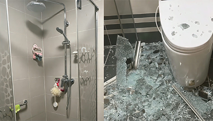 16岁女孩洗澡时浴屏爆裂