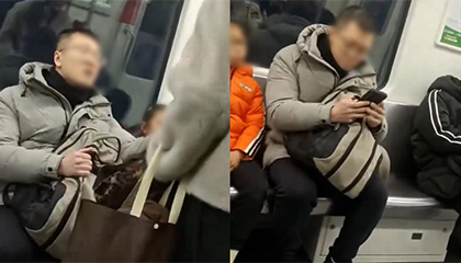 女子地铁乘车疑一人占三座