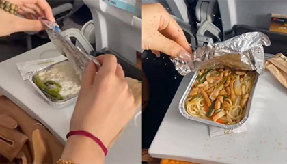 飞机餐仅一根青菜配米饭？