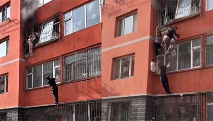 突发火灾致一家四口被困