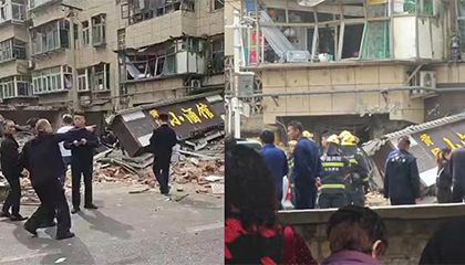 济南一商铺发生坍塌