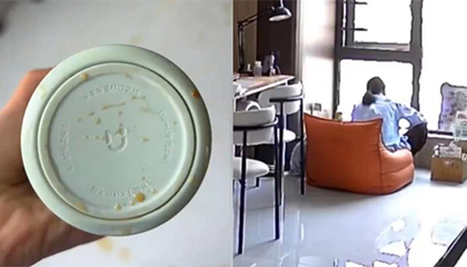 女子用保温杯泡枸杞